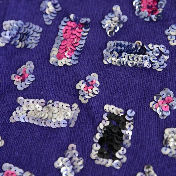 Vintage Franco Valeri Purple w Silver & Pink Embellishments CrewNeck  Sweater S - Picture 12 of 13